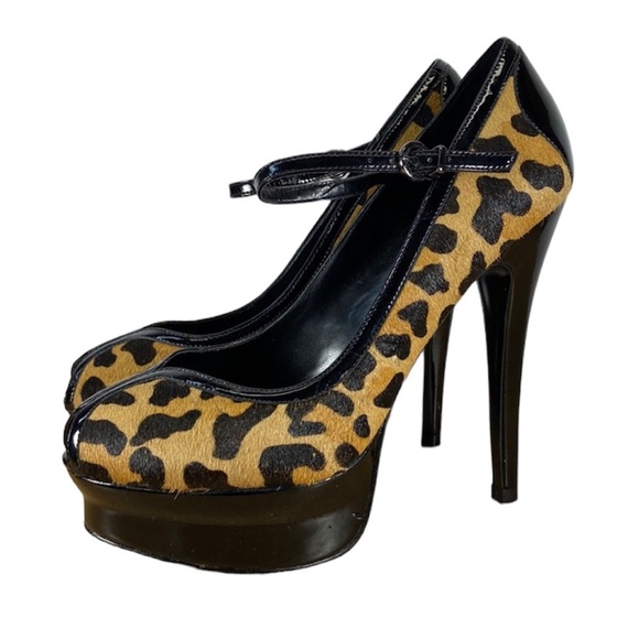 ALDO Leopard Print Pony Hair Peep Toe Platform - Picture 2 of 9